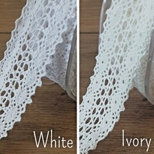 COTTON RIBBON 27mm Lace Trim Craft Sewing Edging Border Embroidery Crochet 1M