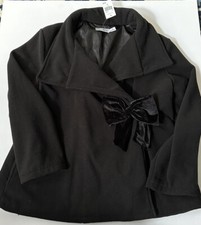 Retro Threads Womens Black Lined Lightweight Jacket With Velvet Bow Size Xl New!