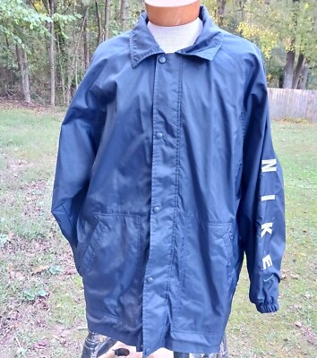 Vintage Nike Reversable Windbreaker Rain Jacket Blue Green Name Logo on Sleeve