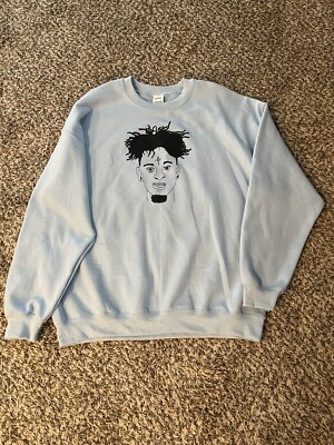 21 Savage Drake its all a blur tour Blue Crewneck Sweater Size XL