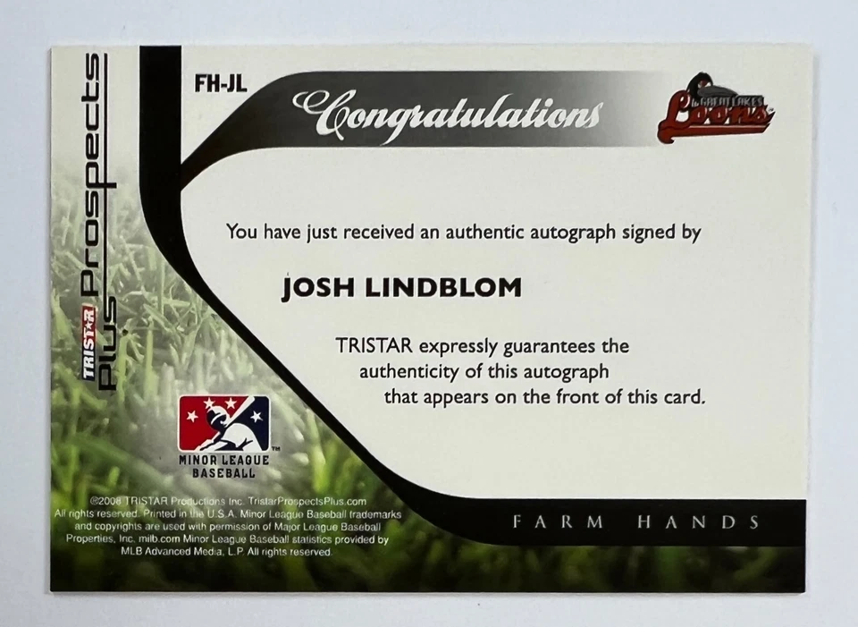 2008 Tristar Prospects Plus Josh Lindblom Farm Hands Auto  AR54 - Image 2 of 2