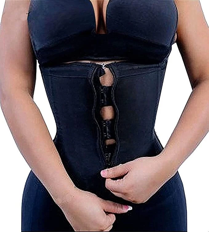 YIANNA Latex Waist Trainer Corsets Zipper Underbust Sport Girdle