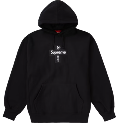 NEW Supreme Cross Box Logo Hooded Sweatshirt Heather Grey Black