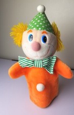Vintage Dakin 1983 Clown Hand Puppet Plush Orange Yellow Yarn Hair Hat 11.5  
