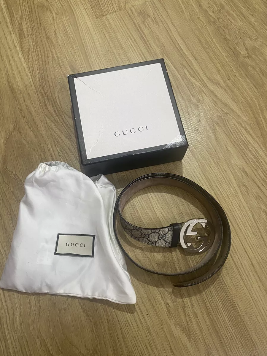 100% Authentic Gucci GG Supreme belt with G buckle