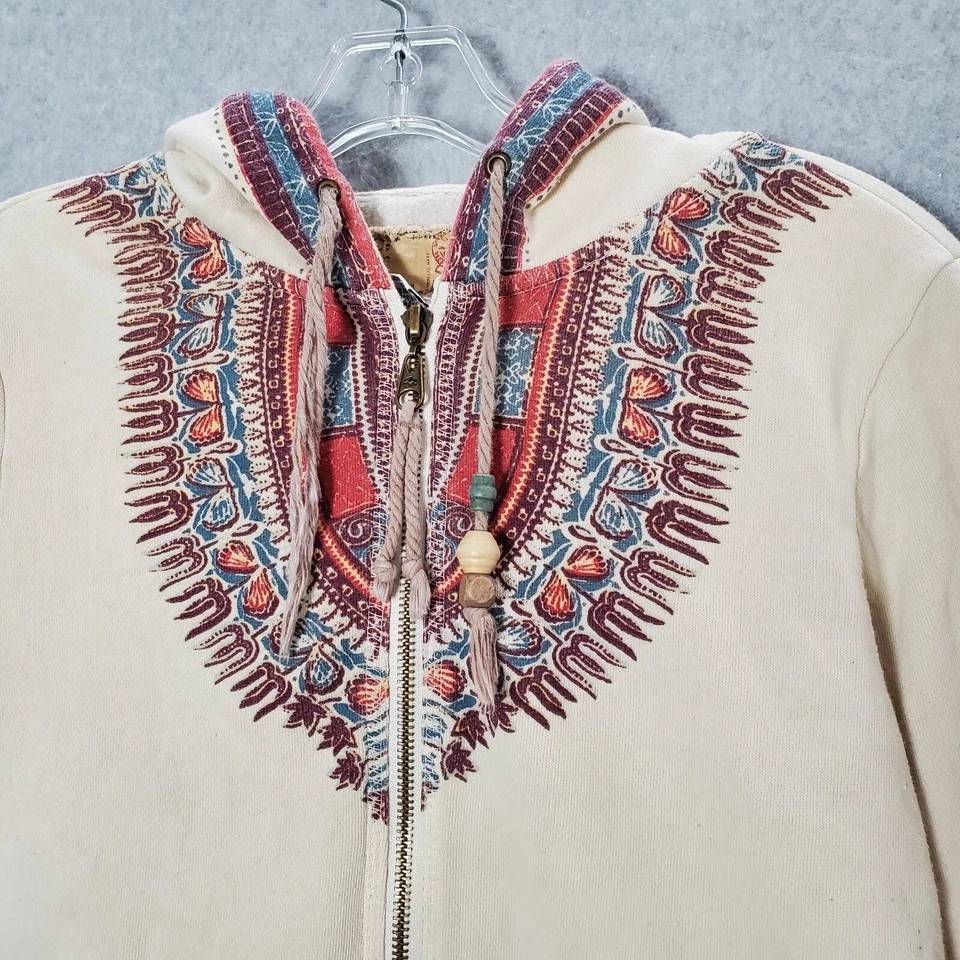 ВИНТАЖНАЯ женская толстовка с капюшоном Billabong большая кремовая ацтекская навахо на молнии ЧИТАЙТЕ - Изображение 4 из 4