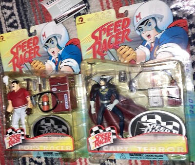Rare Vintage 1999 ReSaurus Speed Racer Pops Racer & Captain Terror Action Figure