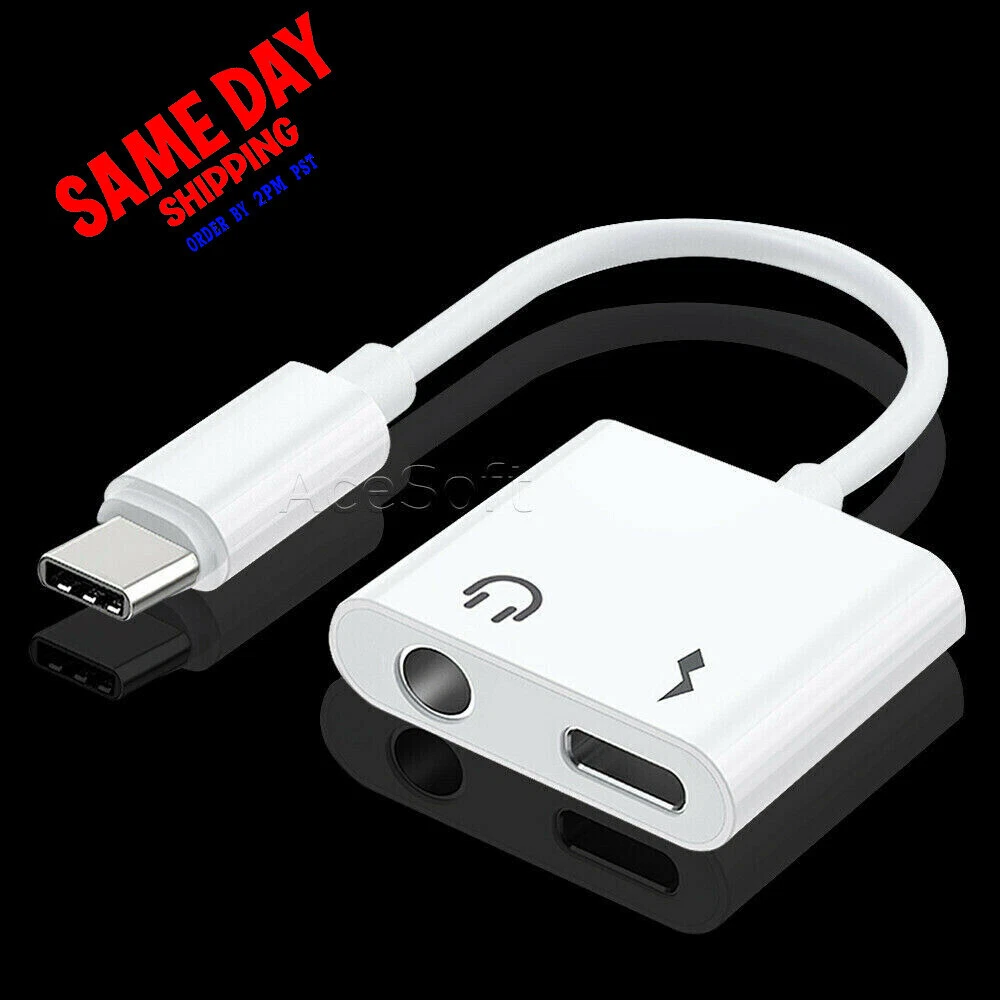 Durable 2in1 USB C to 3.5mm Adapter AUX DAC Date Cable fit Google Pixel 5 GD1YQ