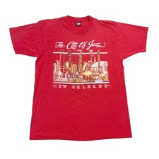 Vtg New Orleans Jazz Graphic T Shirt Single Stitch 50/50 Sz XL Made In USA