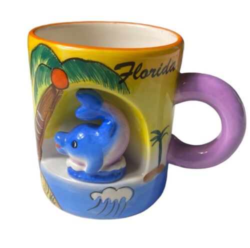 Collectible 3D Dolphin Mug AGIFTCORP Ceramic Travel Souvenir Florida 16oz