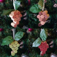 Handmade Unique Grape Bunch Recycled Wine Cork Ornaments - LIMITED QUANTITY 