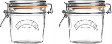 Image of Kilner Clip Top round Glass Jar 0.35 Liter Clear/Transparent (Pack of 2)
