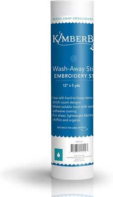 Wash Away Sticky Back Stabilizer, 12''x5 Yd, Water Soluble for Embroidery & Craft