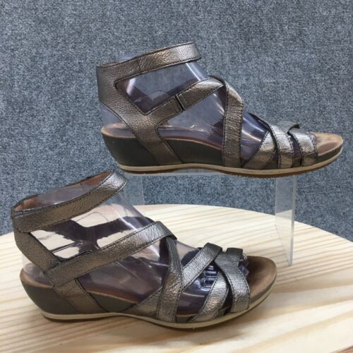 Dansko Sandals Womens 38 Veruca Gladiator Bronze Leather Wedge Heels 1526821200