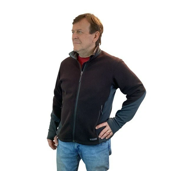 REI Jacket Mens Medium Polartec Softshell Fleece Zip Jacket Black