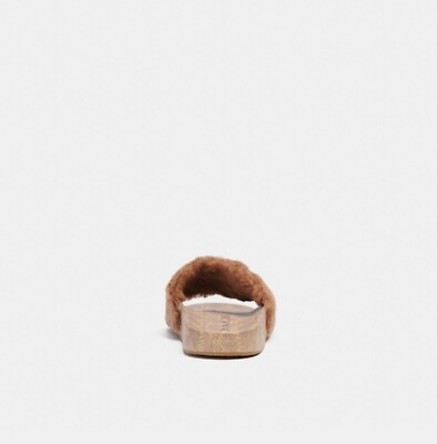 Coach Pool Slides Shearling Tan Brown Size 10 Shoes Slippers  display picture 1