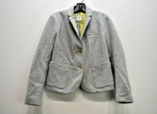 Gap Women Gray Solid Notch Lapel 2-Button Patch Pocket Cotton Dress Blazer 0