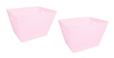 2 x Plastic Storage Basket Box Medium Large Rectangular Vintage Tidy Basket Past