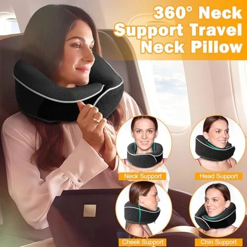 Travel Pillow, 360° Neck Support Memory Foam Travel Neck Pillow, Neck Pillow