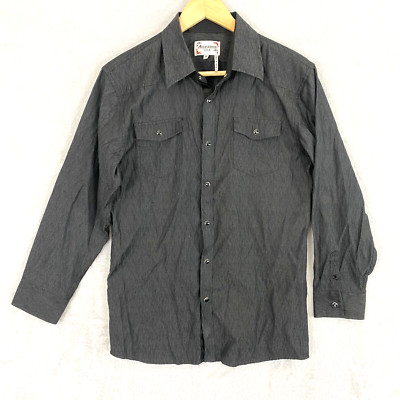 Ace of Diamond USA Youth Size 18 Western Snap Up Shirt Long Sleeve Cowboy Gray