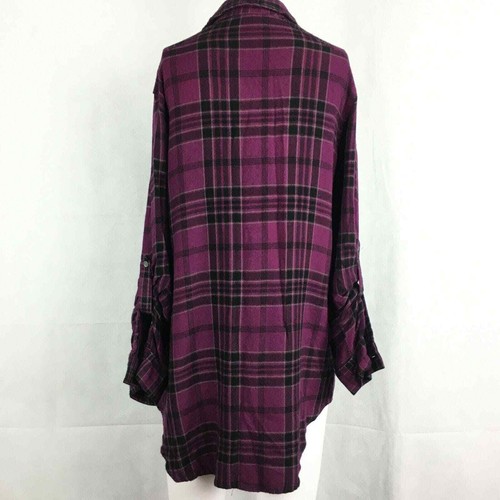 Intro Hemd Damen Gr. S lila schwarz kariert Viskose Flanell Knopfleiste Tunika Top - Bild 4 von 7