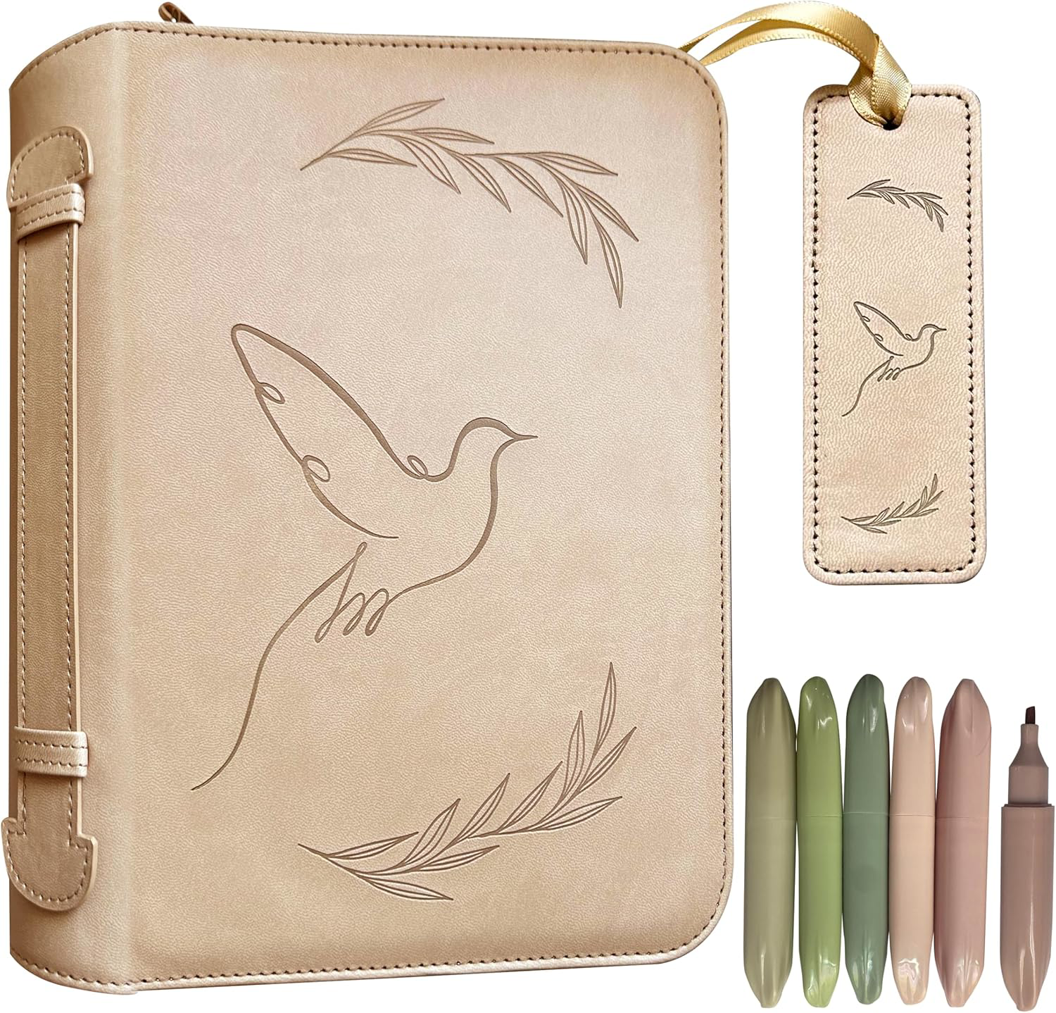 Bible Cover Set with Leather Case, Highlighter Pens & Book Marker for Women and Men