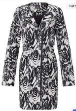 Adrianna Papell NWT 12 189 Jacquard Black  Ivory Floral Zip Front Long Jacket