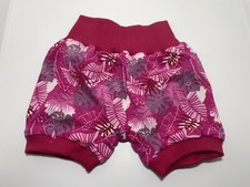 NEU - Selbstgenäht - Kurze Pumphose Gr 68/74 - Motiv: Blätter Pink