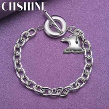 CHSHINE 925 Sterling Silver Double Butterflies Bracelet OT Chain Charm Jewelry