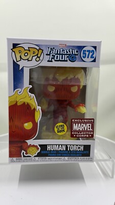 Funko Pop! Marvel Fantastic Four Human Torch #572 Collectors Corp GLOW Exclusive