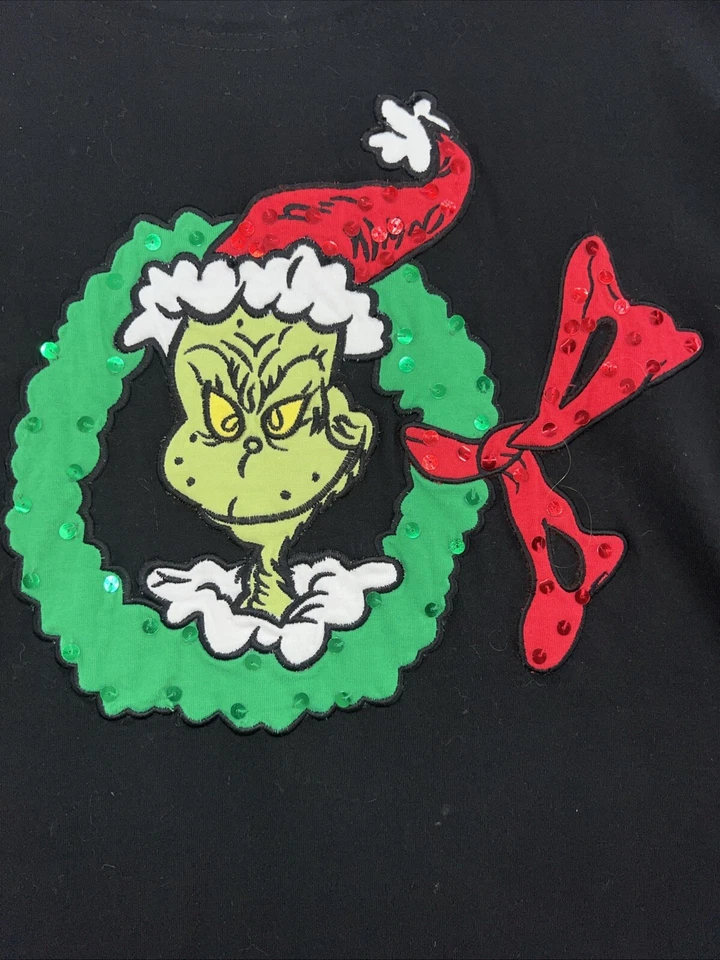 Michael Simon Shirt Womens Size 3X Black Grinch Tunic With Sequin by Dr.Seuss - Image 2 of 4