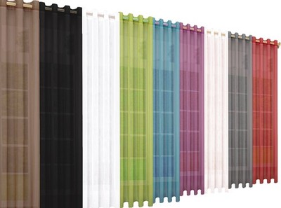 2 Stück Ösen Gardinen uni transparent Voile Vorhänge Bleiband Moderne Farben