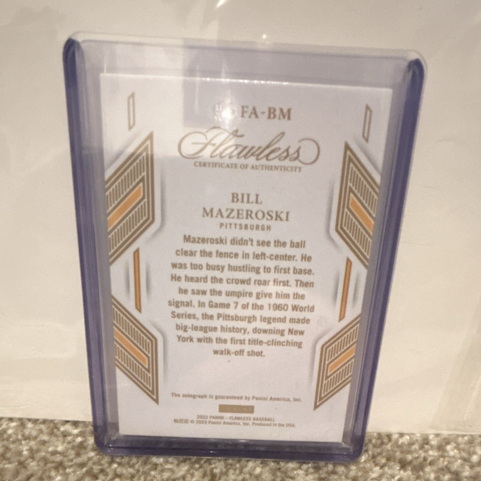 Panini 2023 Flawless Flawless Autographs Bill Mazeroski #FA-BM Ruby /20 Auto view 2