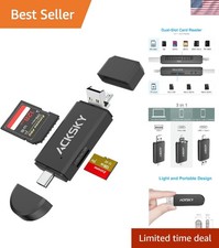 High-Speed 3-in-1 Memory Card Reader - Type-C, USB-A, Micro USB for All Devices