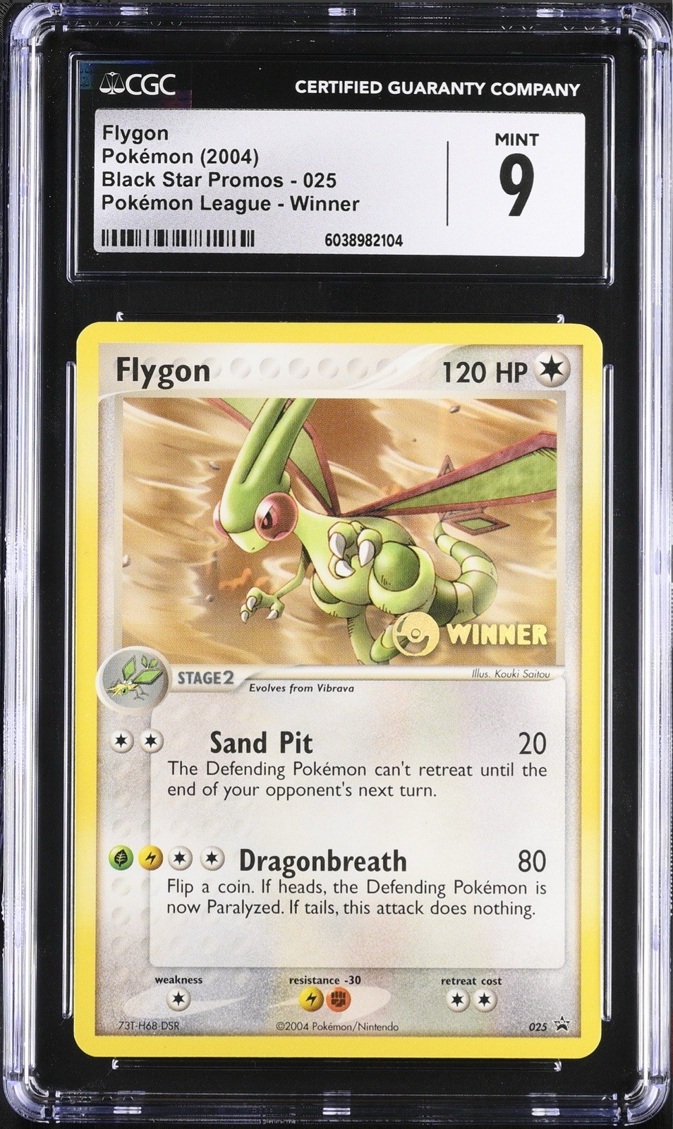 CGC 9 MINT Flygon 025 WINNER STAMP Black Star Promo 2004 Pokemon League