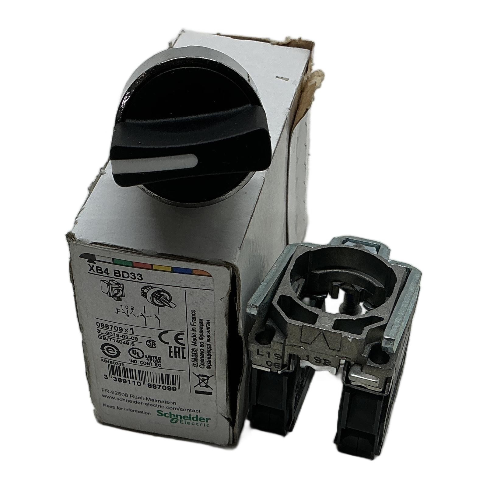 XB4BD33 SCHNEIDER ELECTRIC, Schneider Electric Selettore 22mm 3-Posizioni 2NA...