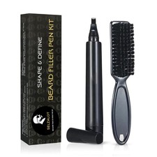 Beard Filler Pen 4-Tip - Black Beard Pencil Filler for Men Waterproof Patch...