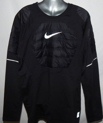 Nike Pro Hyperwarm Padded Compression Shirt Football Pullover Black Mens XXL 2XL