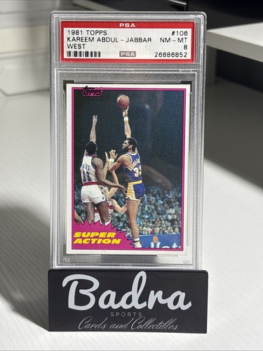 1981 TOPPS KAREEM ABDUL-JABBAR HOF #106 WEST - LOS ANGELES LAKERS - PSA 8 NM-MT