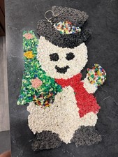 Vintage 1970s Popcorn Plastic Melt Snowman Ch...