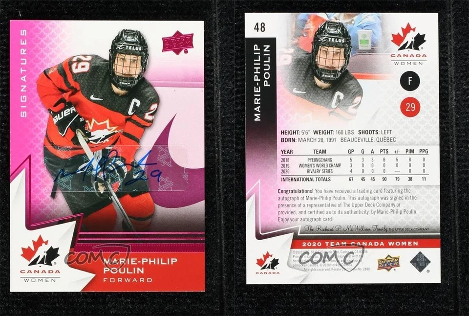 2020-21 Upper Deck Team Canada Juniors Purple Auto Marie-Philip Poulin #48 - Image 3 of 3