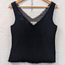 VTG Top Women's Medium Black Velvet Silk Blend Lace Fairy Grunge Whimsigoth Y2K