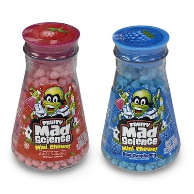 Mad Scientist Mini Nugget Candy Chews Filled Flask, Blue Raspberry and Strawberr