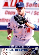 2014 Las Vegas 51s Brandt 12 Allan Dykstra San Diego California CA Baseball Card