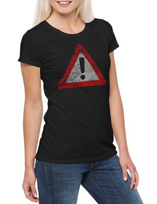 Warning Sign II Damen T-Shirt Symbol Logo Insignia USA Zeichen Caution Danger