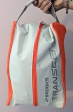 Brooks Transcend Shoe Clothing Gym Tote Bag Full Zipper Multi Use White Orange