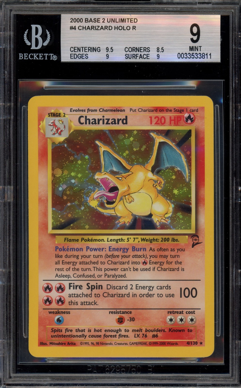 Pokemon Charizard Base Set 2 Holo Rare #4 BGS 9 Mint