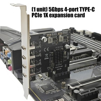 Multiple Device 4 Port Type C PCIE Expansion Card Supports 5Gbps Fast Transfer