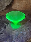 Vtg Federal Glass Green Uranium Glass Ice Cream Sherbet Cup GLOWS 4" x 2 3/4"