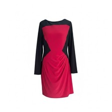 Lauren Ralph Lauren Dress 10P Black Red Colorblock Hourglass Ruched Slimming